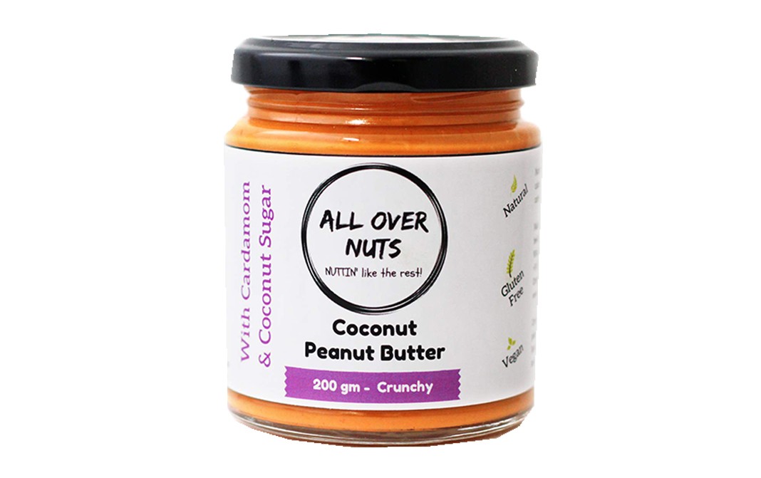 All Over Nuts Coconut Peanut Butter Crunchy  Glass Jar  200 grams